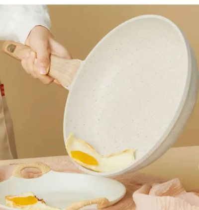 frying pan with wooden handle